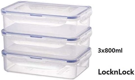 Conteneurs pour aliments frais dans un lot de 3, conteneurs de stockage empilables en plastique souterrain transparent, sans BPA, étanches, pour droitiers, 3 x 800 ml