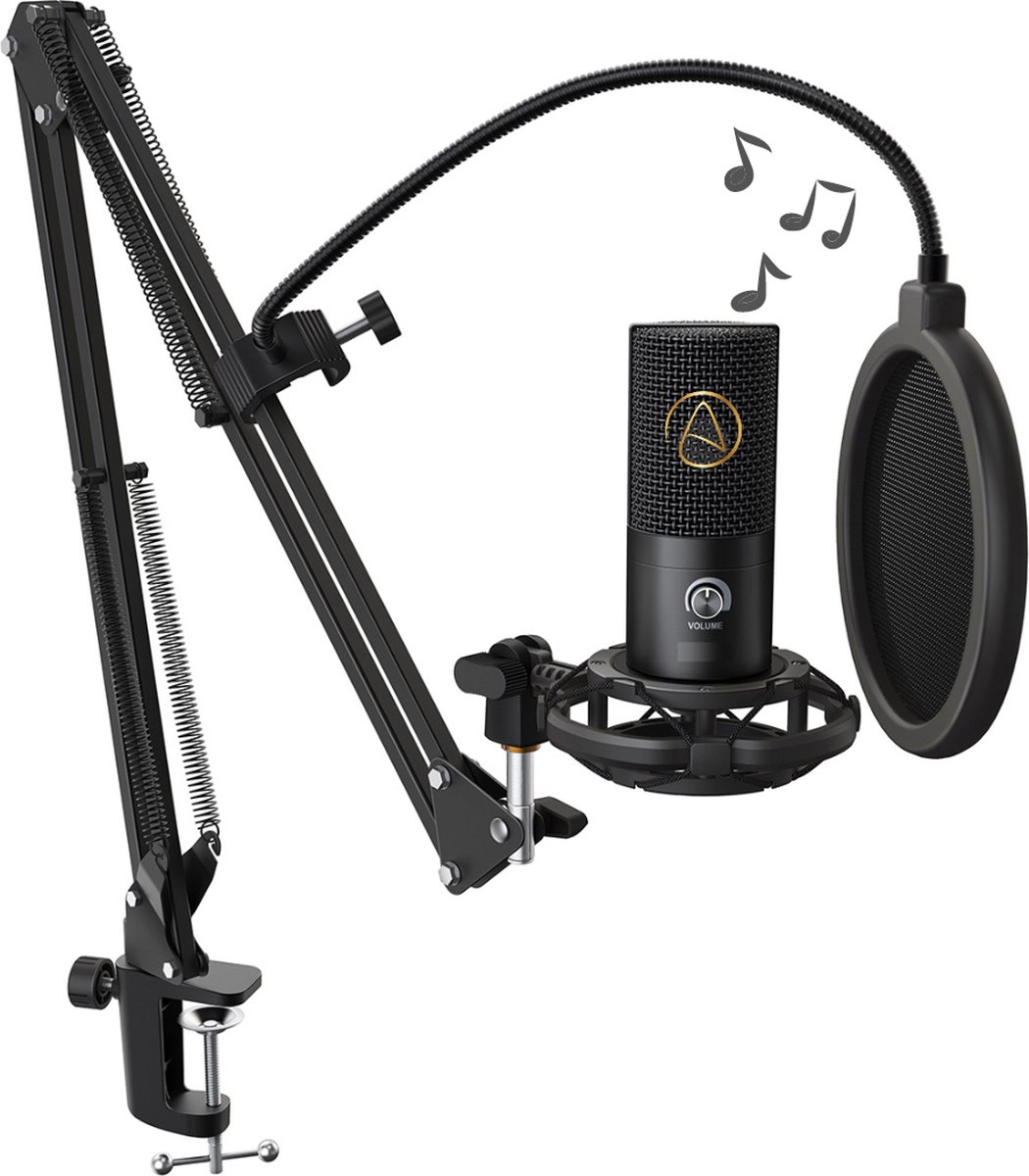 Bras de microphone Arvona avec microphone - Support de micro avec filtre  anti-pop 