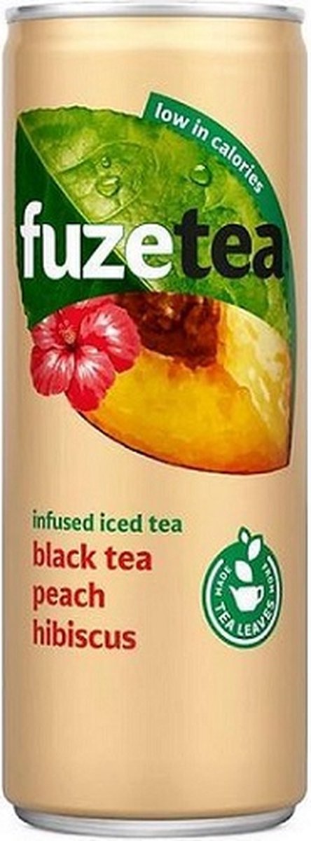 Fuze Tea Thé noir pêche-hibiscus 33 cl la canette, plateau 24