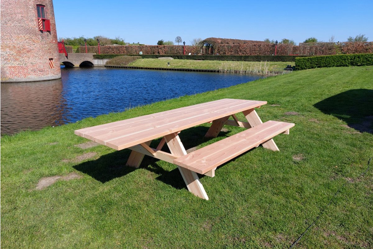 Rockwood® Rolstoel Picknicktafel Douglas 2.20m met afgeronde hoeken Naturel