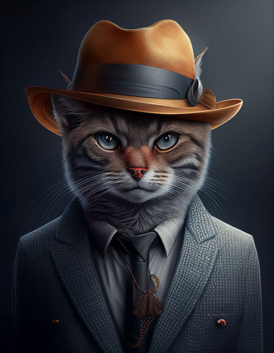 AI - Woondecoratie - Poster - Dieren - Kat - Pak - 11 - 60 x 80 cm