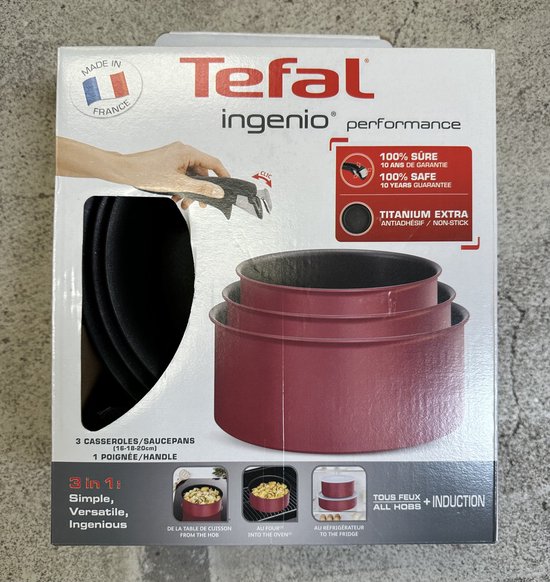 Tefal Ingenio Unlimited 4-delige Set 3 in 1 rood