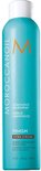 Turquoise Moroccanoil Luminous Hairspray Extra Strong fles met oranje "M" logo en tekst.
