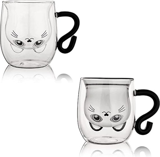 Tasse Double Paroi Tasse à Café Lot de 2 - Verre Latte Macchiato Double  Paroi 200ml avec