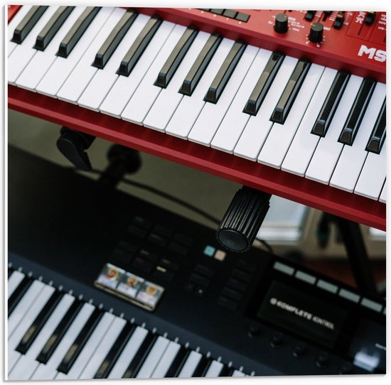 PVC Schuimplaat- Rood en Zwart Keyboard - 50x50 cm Foto op PVC Schuimplaat