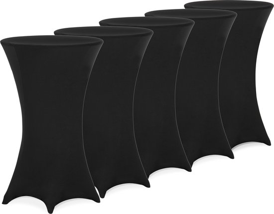 Jupe de table debout – 5 Pièces Ø 60-65cm Stretch - Zwart