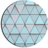 Dibond Muurcirkel - Geometrisch Ruit Patroon in Blauwe Kleur - 20x20 cm Foto op Aluminium Muurcirkel (met ophangsysteem)