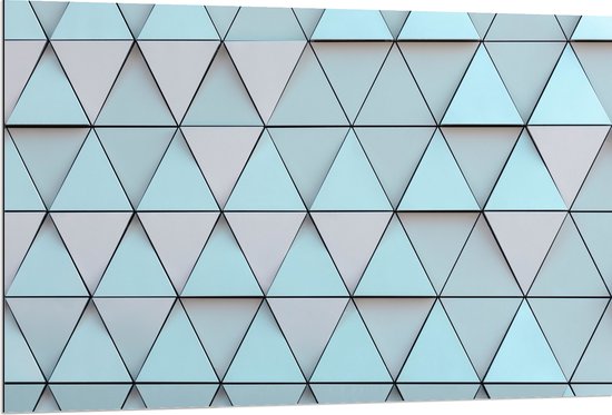 Dibond - Geometrisch Ruit Patroon in Blauwe Kleur - 120x80 cm Foto op Aluminium (Wanddecoratie van metaal)