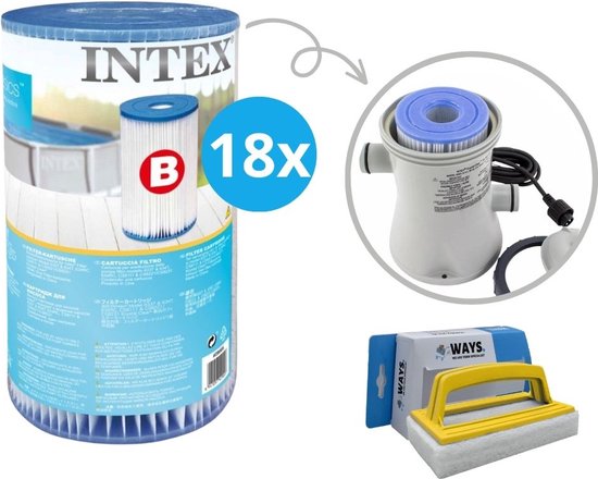 Intex - Filtre type B - 18 pièces - Convient pour pompe de filtration  28634GS & WAYS... | bol