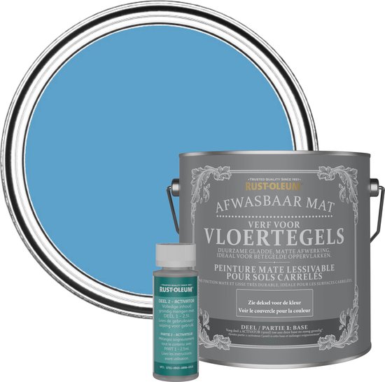 Rust-Oleum Blauw Afwasbare Vloertegelverf - Ceruleumblauw 2,5L