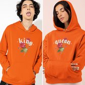 Oranje Koningsdag Hoodie Queen Rose Dagger - Maat S - Uniseks Pasvorm - Oranje Feestkleding