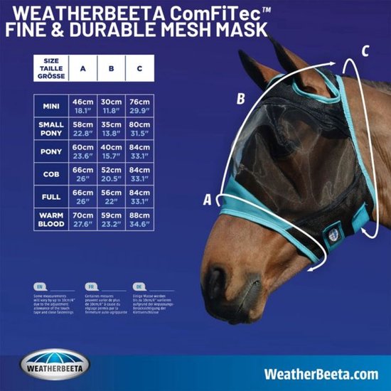 Maschera Antimosche Weatherbeeta Per Pony - Maglia Fine Con Protezione UV - Foto 3