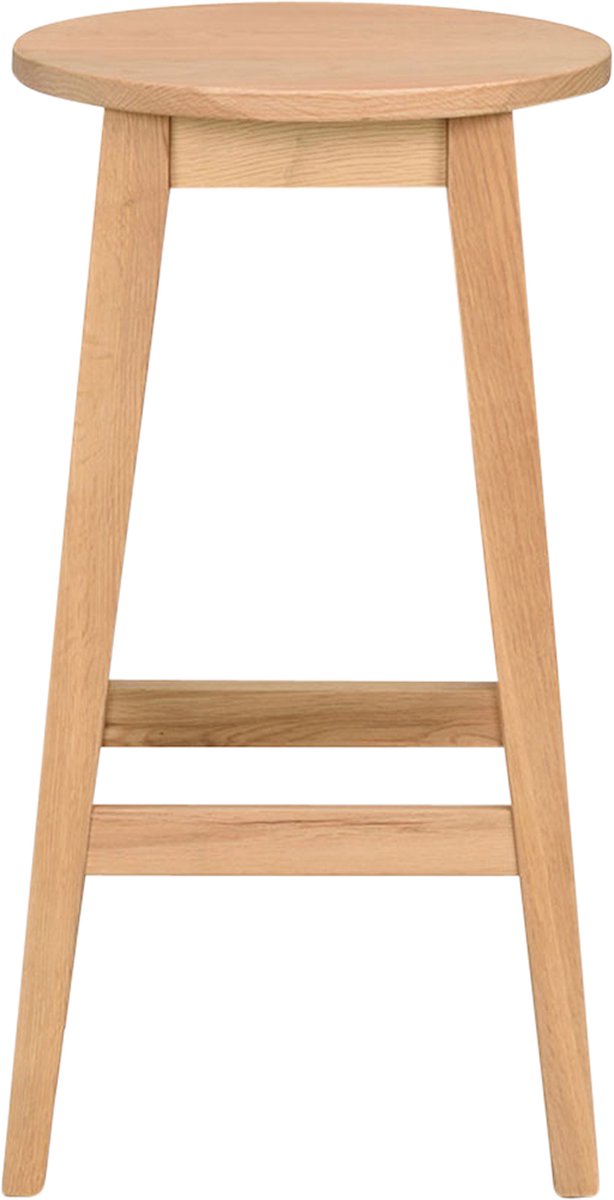 Rowico Home Austin Barkruk Naturel - Hout - Barkruk zonder Rugleuning - Zonder Armleuning - Rond - Voor Kookeiland - Zithoogte 65 cm