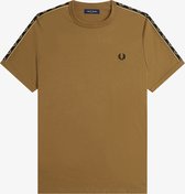 SINGLES DAY! Fred Perry - T-Shirt Ringer Bruin - Heren - Maat XL - Modern-fit