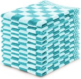 Keukendoeken Set Blok Turquoise – 50x50 – Set van 10 – Geblokt – Blokdoeken – 100% katoen – Keukendoek – handdoeken