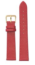 Horlogeband-horlogebandje-14mm-rood -croco-lizard print-echt leer-plat-zilverkleurige gesp-leer-14 mm