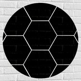 Muursticker Cirkel - Hexagon Vormen in het Wit tegen Zwarte Achtergrond - 80x80 cm Foto op Muursticker