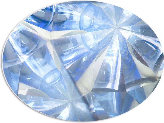 PVC Schuimplaat Ovaal - Abstracte Lichtblauwe Vakken in Tegengestelde Richtingen - 56x42 cm Foto op Ovaal (Met Ophangsysteem)
