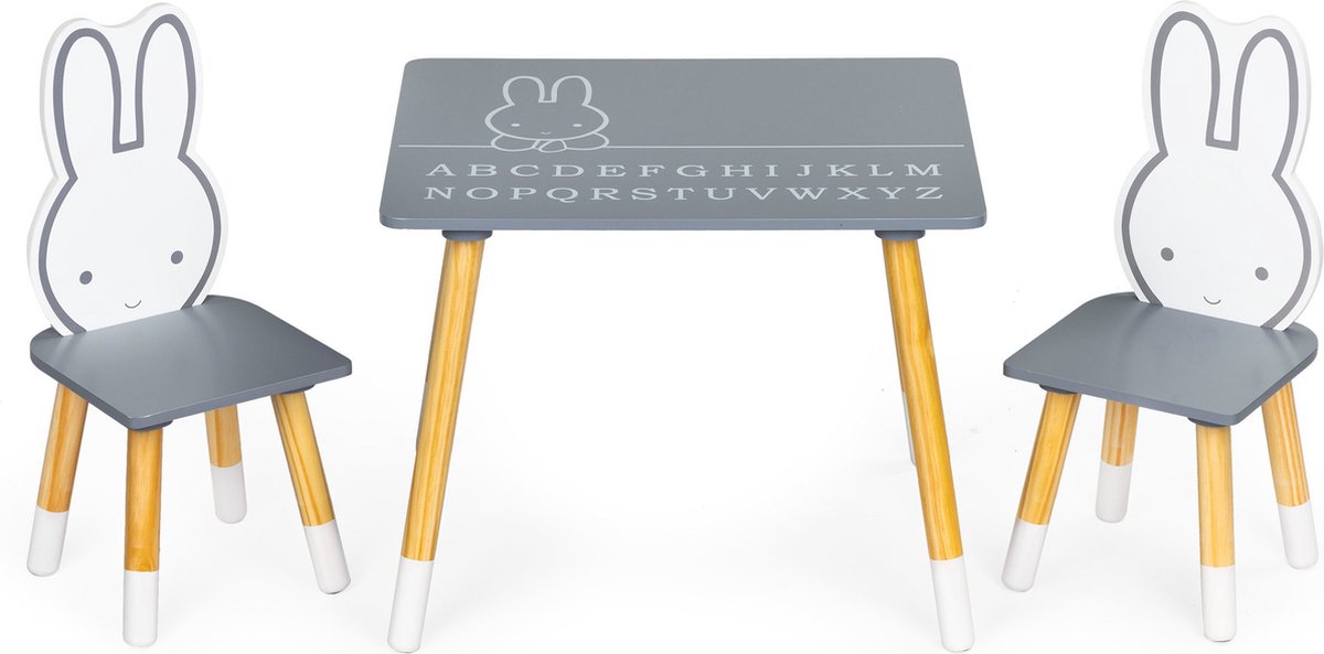 Kindertafel en stoeltjes - konijn - Grenen Poten