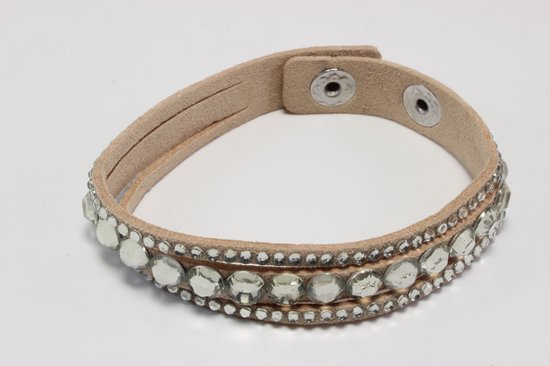 Armband beige 3 rijen met strass