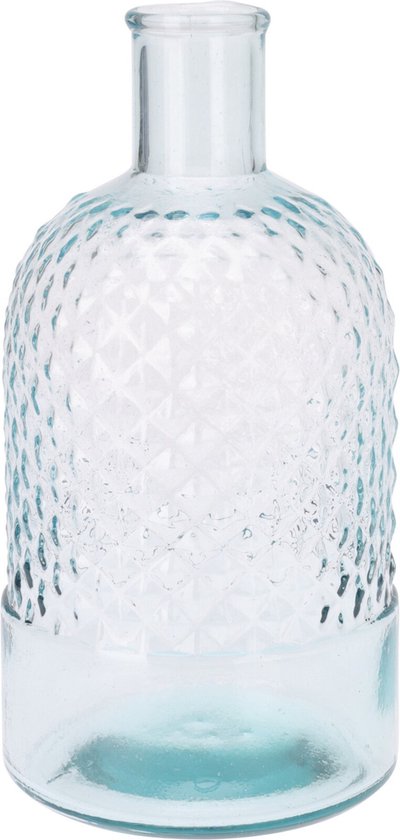 H&S Collection Bloemenvaas Salerno - Gerecycled glas - transparant - D12 x H23 cm - Fles vorm