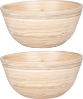 Schaaltje/kommetje - 2x - bamboe - bamboe - D14 cm - Serveerschaaltje