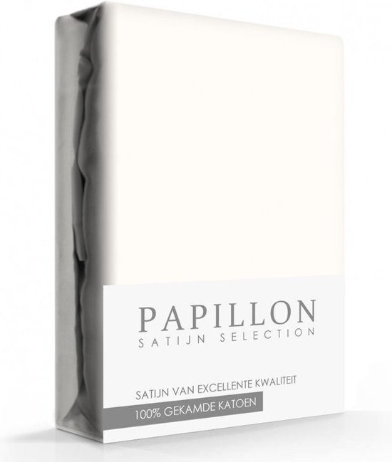 Drap- housse Papillon - satin de coton - 90 x 220 - Crème