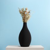 Slimprint Vase QUARTZ, Zwart, Vase Moderne pour Fleurs séchées, Plastique Végétal, 24,1 x 14,6 x 45 cm