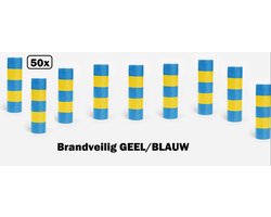 50x Papier rollen serpentines blauw/geel - BRANDVEILIG - Carnaval festival optocht feest party serpentine