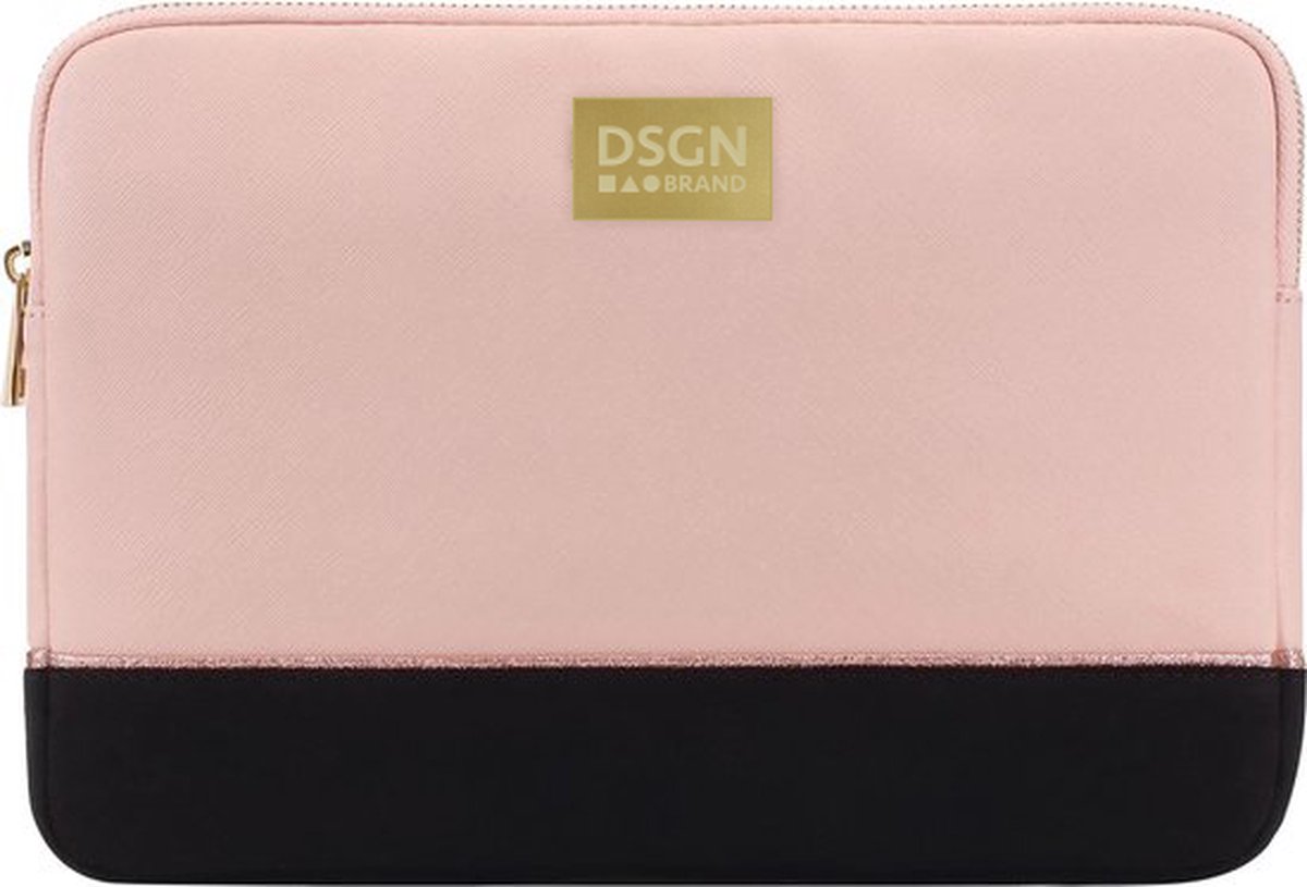 DSGN LXRY - Laptophoes 16 inch - Apple MacBook Pro 15.6-16 inch - Laptop Sleeve Hoes Case - Waterdicht - Goud Metaal Logo - 15 inch - Roze