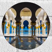 Muursticker Cirkel - Prachtig Versierde Binnenkant van Sjeik Zayed Moskee in Abu Dhabi - 20x20 cm Foto op Muursticker