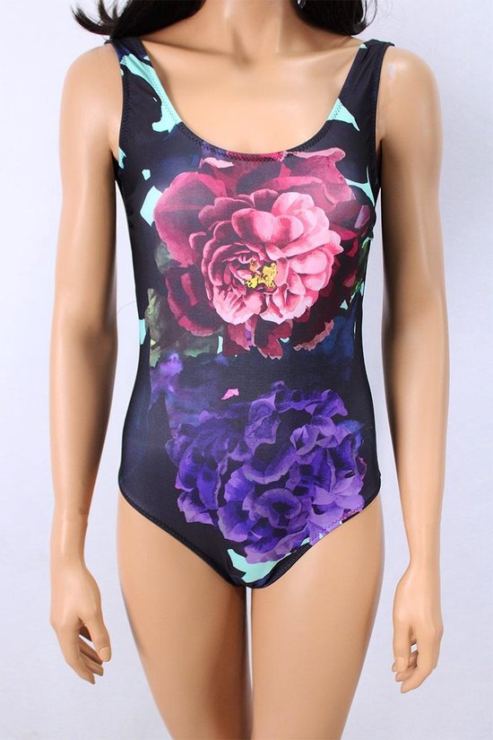 Badpak dames- Nieuwe collectie Bikini zwempak- Meisjes badmode 401- Zwart met roze- Maat 36