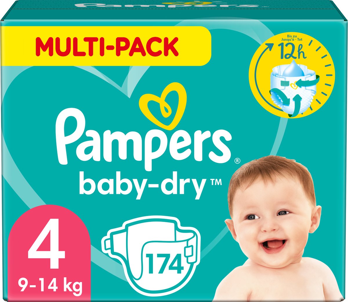 Pampers Baby-Dry Luiers - Maat 4 (9-14 kg) - 174 stuks - Multi-Pack - Pampers