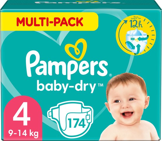 Pampers Baby-Dry Luiers - Maat 4 (9-14 kg) - 174 stuks - Multi-Pack
