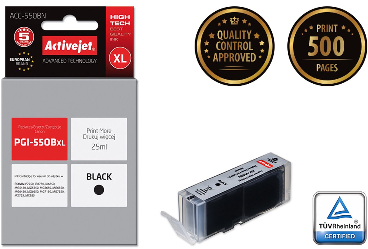 Originele inkt cartridge Activejet ACC-550BN Zwart