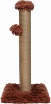 Topmast Krabpaal Fluffy Big Pole - Bruin - 39 x 39 x 80 cm - Made in EU - Krabpaal voor Katten - Sterk Sisal Touw - Met Kattenspeeltje