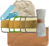 green-goose® Paquet de soins durables Aldan | 25 tampons de coton réutilisables | 3 lingettes nettoyantes pour le visage en fibre de chanvre | Mega Pad doux | Coton-tiges réutilisables | Trousse de Maquillage en fibre de chanvre