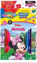 Colorino-Disney Minnie Mouse potloden-12 kleuren + 1 goud/zilver-slijper