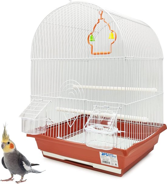 Cage à oiseaux pour perruches, canaris, avec mangeoire, fontaine,  balançoire, couleur