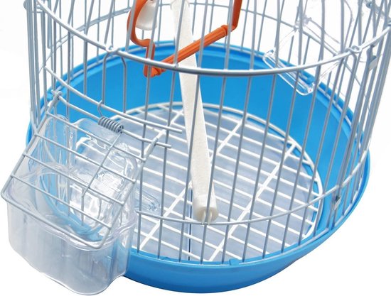 BPS BPS-1163 Vogelkooi voor grasparkieten, kanaries, met voederbak, drinkbak, zitstokken, willekeurige kleur, 27,5 x 19,5 x 30 cm