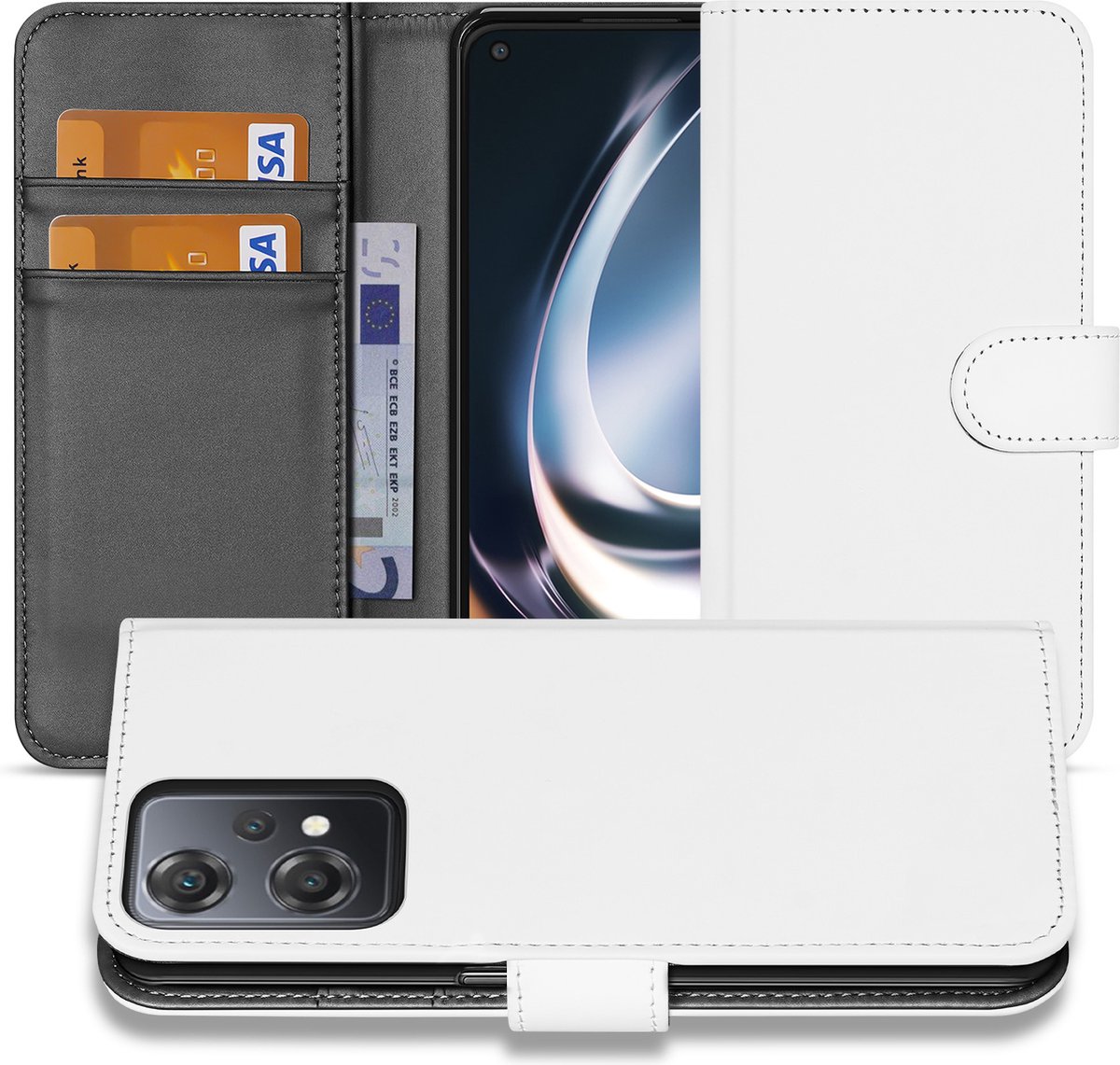 Book Case Telefoonhoesje voor de OnePlus Nord CE 2 Lite Wit met Pasjeshouder