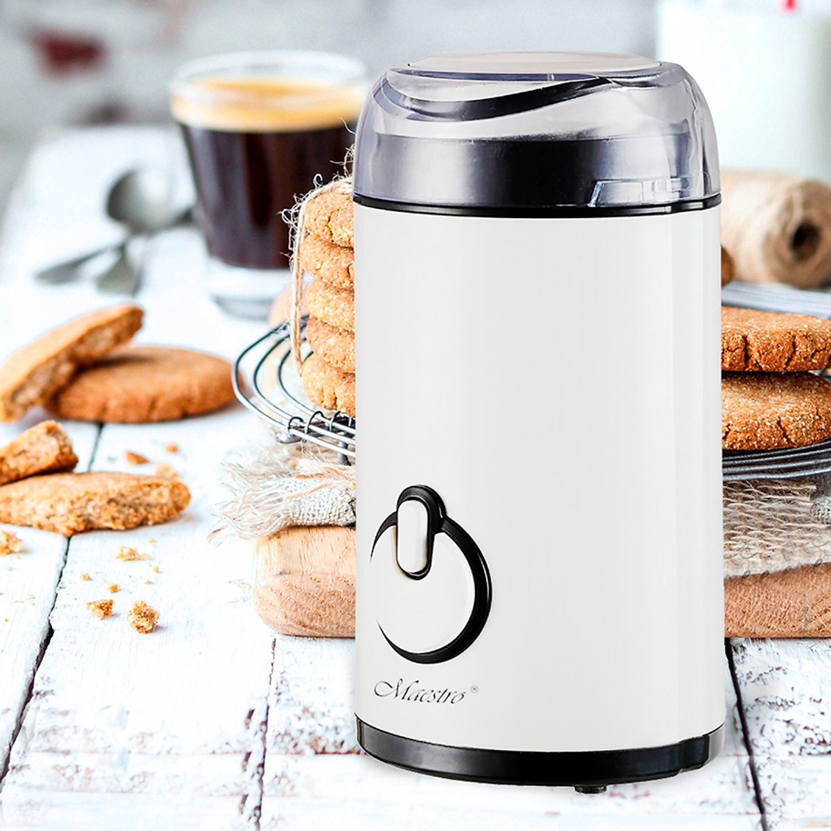 Maestro Elektrisch - Koffiemolen - 50 g - 150W - RVS messen