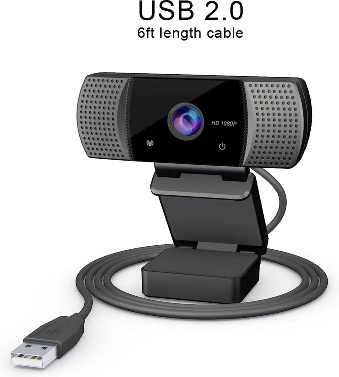 NÖRDIC CAM-1M - USB Webcam - Full HD 1080P - 30fps - 2Megapixels - Met Microfoon - Spacegrijs