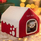 Kerstmis kattenhuis & hondenhuis - Kersthuisje voor katten - Uniek - Zacht en comfortabel - Kattenu - 45x38x40 cm