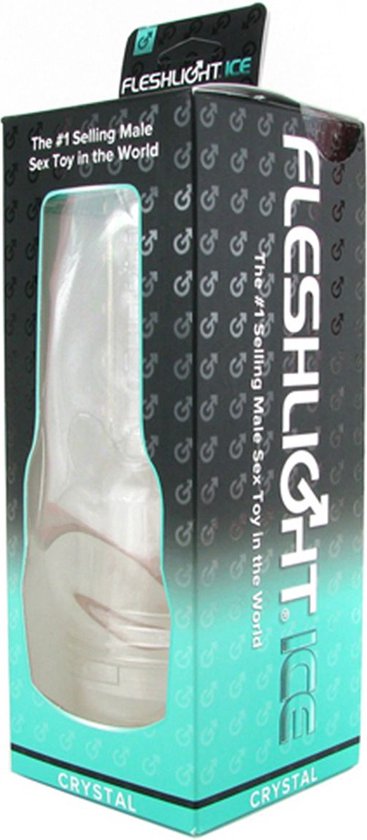 Doos van Fleshlight Ice, met afbeelding van de masturbator en tekst.