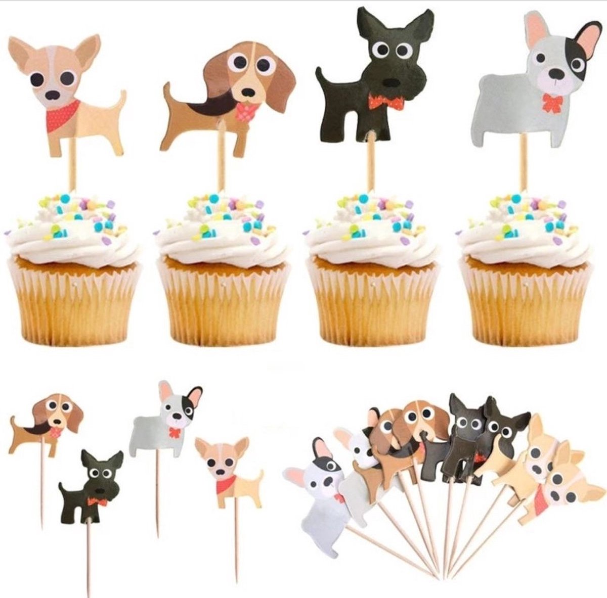 Akyol - Honden prikkers - cocktailprikkers -verjaardag prikker -cup cake  prikker Hond... | bol.com