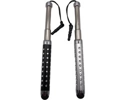 2 stuks Uitschuifbare Touch Pen / Touchstift / Universeel / Compacte Stylus Pen / Touchscreen Pen 2 Stuks / Tablet & Telefoon Touch Stift - Zwart/Zilver