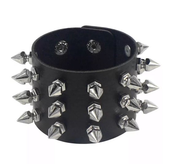 Akyol - Punk Armband - Gothic Spikes Armband -pentagram armband -pentagram -spiritueel armband - Bracelet met stuts - PU Leer - Unisex - Armband Zwart – armband met spikes – gothic – gothic look- stijl