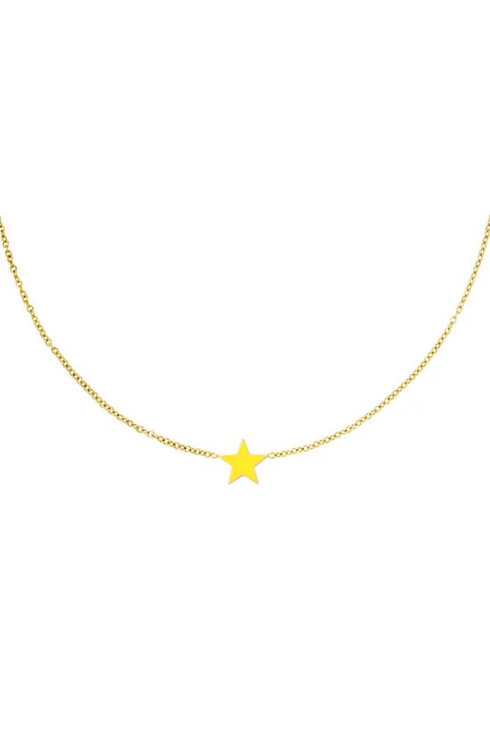 Stainless Steel Necklace Star - Yehwang - Ketting - 38 + 5 cm - Goud