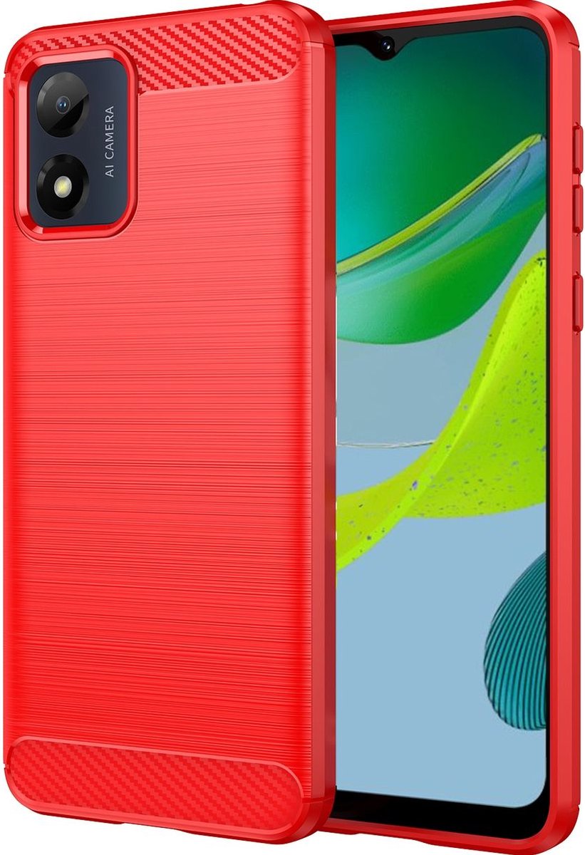 Mobigear Hoesje geschikt voor Motorola Moto E13 Telefoonhoesje Flexibel TPU | Mobigear Brushed Slim Backcover | Moto E13 Case | Back Cover - Rood